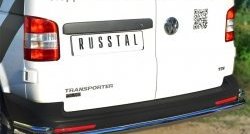 21 349 р. Защита заднего бампера (Ø63 и 42 мм с уголками, нержавейка) SLITKOFF Volkswagen Transporter T5 рестайлинг (2009-2015)  с доставкой в г. Краснодар. Увеличить фотографию 2