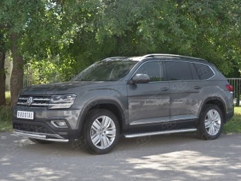 21 749 р. Защита переднего бампера (2 трубы Ø42 мм, нержавейка) SLITKOFF Volkswagen Teramont CA1 дорестайлинг (2016-2020)  с доставкой в г. Краснодар. Увеличить фотографию 2