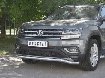 20 899 р. Защита переднего бампера (Ø63 мм волна, нержавейка) SLITKOFF  Volkswagen Teramont  CA1 (2016-2020) дорестайлинг  с доставкой в г. Краснодар. Увеличить фотографию 4