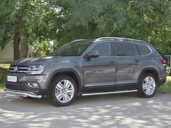 26 699 р. Защита переднего бампера (2 трубы Ø63 и 42 мм, нержавейка) SLITKOFF Volkswagen Teramont CA1 дорестайлинг (2016-2020)  с доставкой в г. Краснодар. Увеличить фотографию 2