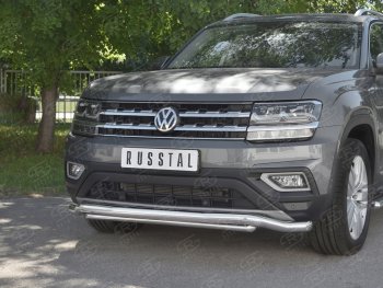 26 699 р. Защита переднего бампера (2 трубы Ø63 и 42 мм, нержавейка) SLITKOFF Volkswagen Teramont CA1 дорестайлинг (2016-2020)  с доставкой в г. Краснодар. Увеличить фотографию 4