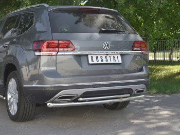 16 999 р. Защита заднего бампера (2 трубы Ø63 и 42 мм, нержавейка) SLITKOFF  Volkswagen Teramont  CA1 (2016-2020) дорестайлинг  с доставкой в г. Краснодар. Увеличить фотографию 4