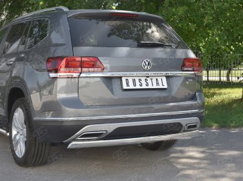 10 649 р. Защита заднего бампера (Ø75х42 мм, нержавейка) Russtal  Volkswagen Teramont  CA1 (2016-2020) дорестайлинг  с доставкой в г. Краснодар. Увеличить фотографию 4