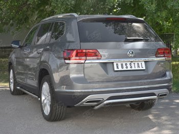 16 899 р. Защита заднего бампера (Ø42 мм волна, нержавейка) SLITKOFF  Volkswagen Teramont  CA1 (2016-2020) дорестайлинг  с доставкой в г. Краснодар. Увеличить фотографию 4