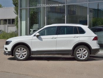 20 749 р. Пороги труба 75х42 овал с проступью Russtal Volkswagen Tiguan Mk2 дорестайлинг (2016-2020)  с доставкой в г. Краснодар. Увеличить фотографию 4