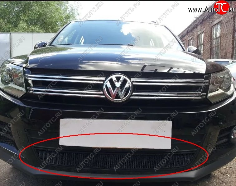 2 699 р. Защитная решётка в воздуховод автомобиля Russtal (черная) Volkswagen Tiguan Mk2 дорестайлинг (2016-2020)  с доставкой в г. Краснодар