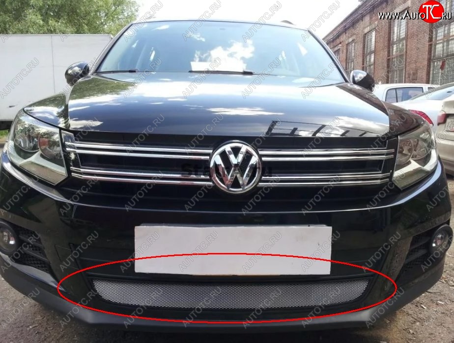 2 799 р. Защитная решётка в воздуховод автомобиля Russtal (хром) Volkswagen Tiguan Mk2 дорестайлинг (2016-2020)  с доставкой в г. Краснодар