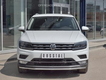 16 999 р. Защита переднего бампера (Ø42 мм, нержавейка, NOT OFF ROAD) SLITKOFF  Volkswagen Tiguan  Mk2 (2016-2020) дорестайлинг  с доставкой в г. Краснодар. Увеличить фотографию 4