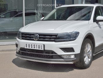 Защита переднего бампера (Ø42 мм, нержавейка, NOT OFF ROAD) SLITKOFF Volkswagen (Волксваген) Tiguan (Тигуан)  Mk2 (2016-2020) Mk2 дорестайлинг