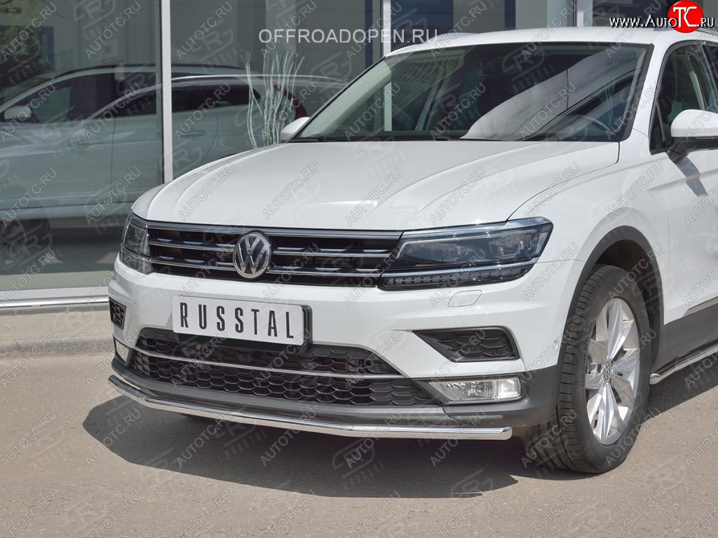 16 999 р. Защита переднего бампера (Ø42 мм, нержавейка, NOT OFF ROAD) SLITKOFF  Volkswagen Tiguan  Mk2 (2016-2020) дорестайлинг  с доставкой в г. Краснодар