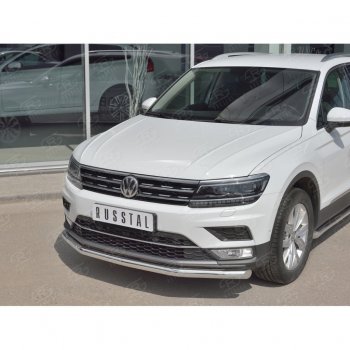 17 999 р. Защита переднего бампера (Ø63 мм, нержавейка, NOT OFF ROAD) SLITKOFF Volkswagen Tiguan Mk2 дорестайлинг (2016-2020)  с доставкой в г. Краснодар. Увеличить фотографию 2