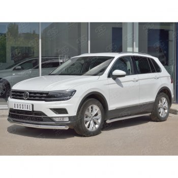 17 999 р. Защита переднего бампера (Ø63 мм, нержавейка, NOT OFF ROAD) SLITKOFF Volkswagen Tiguan Mk2 дорестайлинг (2016-2020)  с доставкой в г. Краснодар. Увеличить фотографию 3