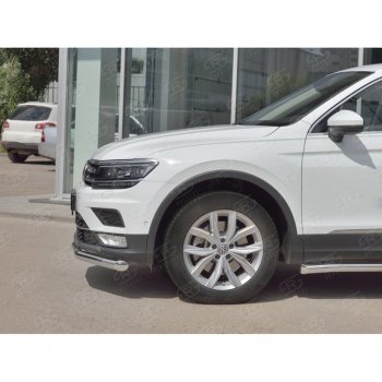 17 999 р. Защита переднего бампера (Ø63 мм, нержавейка, NOT OFF ROAD) SLITKOFF Volkswagen Tiguan Mk2 дорестайлинг (2016-2020)  с доставкой в г. Краснодар. Увеличить фотографию 4