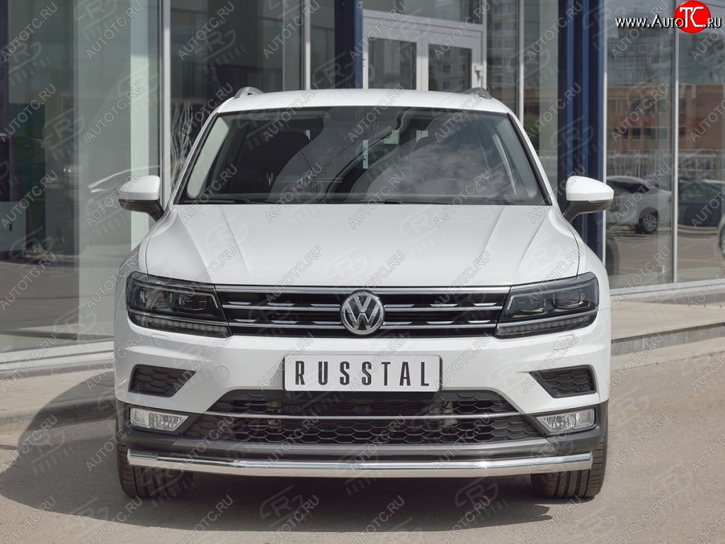 17 999 р. Защита переднего бампера (Ø63 мм, нержавейка, NOT OFF ROAD) SLITKOFF Volkswagen Tiguan Mk2 дорестайлинг (2016-2020)  с доставкой в г. Краснодар