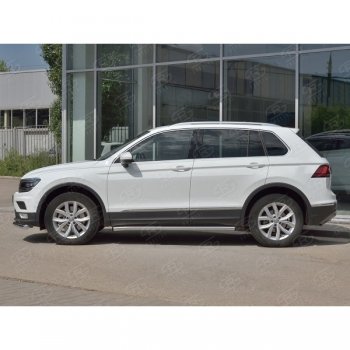 20 849 р.  Защита порогов (Ø63 мм, секции) SLITKOFF  Volkswagen Tiguan  Mk2 (2016-2020) дорестайлинг (Вариант 2 (пластиковые заглушки))  с доставкой в г. Краснодар. Увеличить фотографию 2