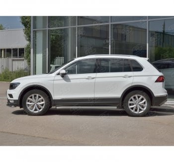 20 849 р.  Защита порогов (Ø63 мм, секции) SLITKOFF  Volkswagen Tiguan  Mk2 (2016-2020) дорестайлинг (Вариант 2 (пластиковые заглушки))  с доставкой в г. Краснодар. Увеличить фотографию 3