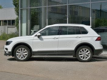 21 999 р. Защита порогов из круглой трубы диаметром 63 мм SLITKOFF v3  Volkswagen Tiguan  Mk2 (2016-2020) дорестайлинг  с доставкой в г. Краснодар. Увеличить фотографию 3