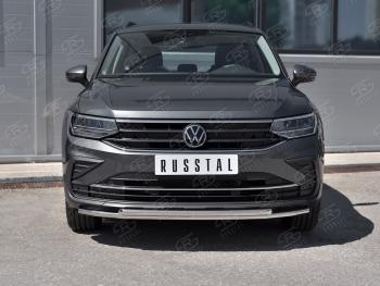 21 399 р. Защита переднего бампера (2 трубы Ø42, нержавейка, NOT R-LINE) Volkswagen Tiguan Mk2 рестайлинг (2020-2022)  с доставкой в г. Краснодар. Увеличить фотографию 2