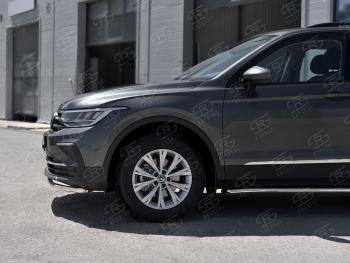 17 399 р. Защита переднего бампера (Ø42 мм нержавейка, NOT R-LINE) SLITKOFF Volkswagen Tiguan Mk2 рестайлинг (2020-2022) (полированная нержавейка)  с доставкой в г. Краснодар. Увеличить фотографию 3