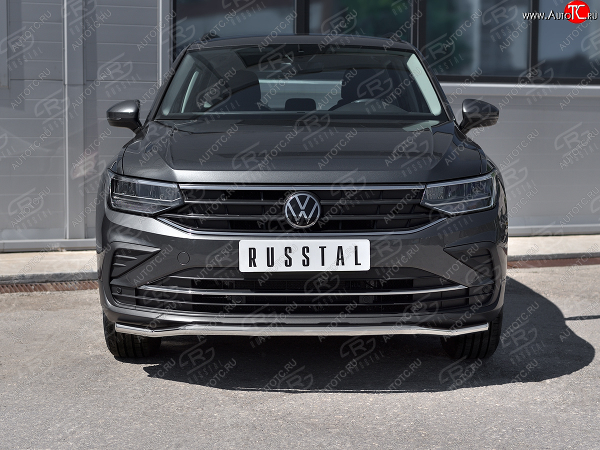 17 999 р. Защита переднего бампера (Ø42 мм волна, нержавейка, NOT R-LINE) SLITKOFF  Volkswagen Tiguan  Mk2 (2020-2022) рестайлинг  с доставкой в г. Краснодар