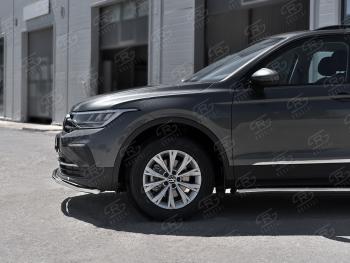 17 999 р. Защита переднего бампера (Ø42 мм волна, нержавейка, NOT R-LINE) SLITKOFF  Volkswagen Tiguan  Mk2 (2020-2022) рестайлинг  с доставкой в г. Краснодар. Увеличить фотографию 2