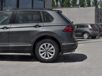 13 999 р. Защита заднего бампера (Ø42 мм уголки, нержавейка, NOT R-LINE) SLITKOFF  Volkswagen Tiguan  Mk2 (2020-2022) рестайлинг (полированная нержавейка)  с доставкой в г. Краснодар. Увеличить фотографию 3