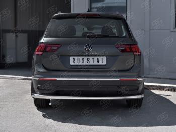 17 999 р. Защита заднего бампера (Ø63 мм, нержавейка, NOT R-LINE) SLITKOFF  Volkswagen Tiguan  Mk2 (2020-2022) рестайлинг  с доставкой в г. Краснодар. Увеличить фотографию 2