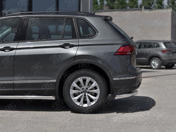 16 249 р. Защита заднего бампера (Ø63 мм уголки, нержавейка, NOT R-LINE) SLITKOFF  Volkswagen Tiguan  Mk2 (2020-2022) рестайлинг (полированная нержавейка)  с доставкой в г. Краснодар. Увеличить фотографию 2