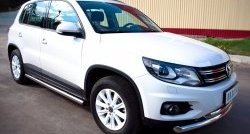 14 849 р. Защита порогов из круглой трубы диаметром 63 мм (Track & Field) Russtal Volkswagen Tiguan NF рестайлинг (2011-2017) (Защита порогов с со скосами на торцах (вариант 1))  с доставкой в г. Краснодар. Увеличить фотографию 8