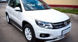 14 849 р. Защита порогов из круглой трубы диаметром 63 мм (Track & Field) Russtal Volkswagen Tiguan NF рестайлинг (2011-2017) (Защита порогов с со скосами на торцах (вариант 1))  с доставкой в г. Краснодар. Увеличить фотографию 12