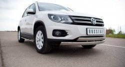 19 999 р. Защита переднего бампера (2 трубыØ75х42 мм, нержавейка) Russtal Volkswagen Tiguan NF рестайлинг (2011-2017)  с доставкой в г. Краснодар. Увеличить фотографию 2