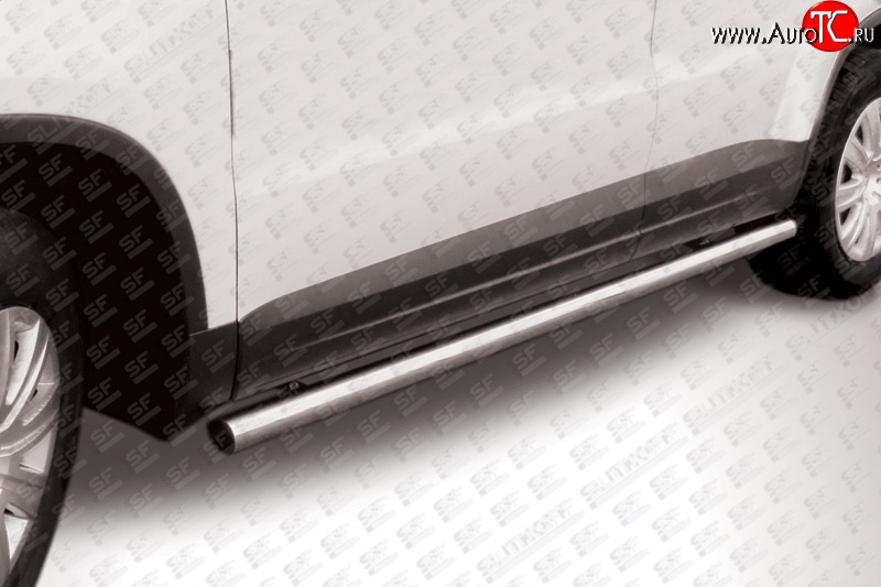 15 649 р. Защита порогов из круглой трубы диаметром 57 мм Slitkoff  Volkswagen Tiguan  NF (2011-2017) рестайлинг (Цвет: нержавеющая полированная сталь)  с доставкой в г. Краснодар