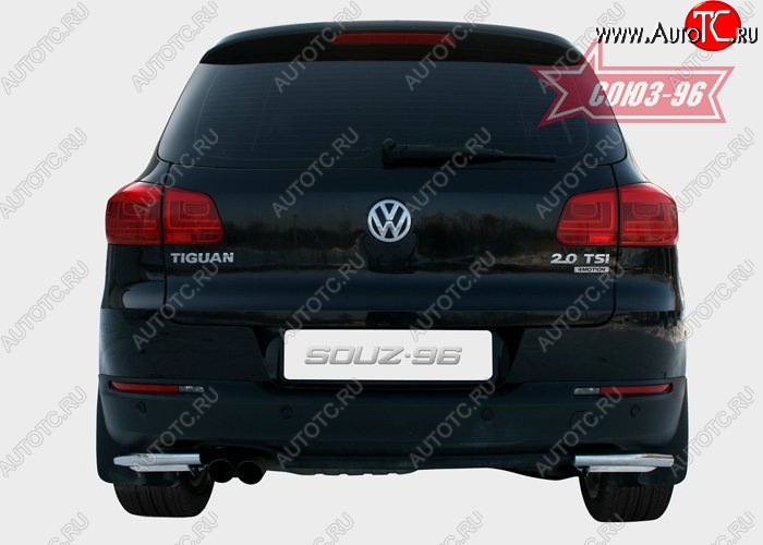 12 779 р. Защита заднего бампера из боковых уголков Souz-96 (d42) Volkswagen Tiguan NF рестайлинг (2011-2017)  с доставкой в г. Краснодар