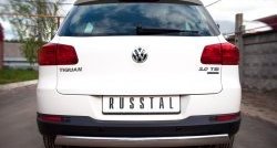 13 299 р. Защита заднего бампера (Ø75x42 мм, нержавейка) Russtal Volkswagen Tiguan NF рестайлинг (2011-2017)  с доставкой в г. Краснодар. Увеличить фотографию 2