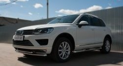 26 099 р. Защита переднего бампера (2 трубыØ63 и 42 мм, нержавейка) SLITKOFF Volkswagen Touareg NF рестайлинг (2014-2018)  с доставкой в г. Краснодар. Увеличить фотографию 4