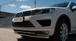 21 449 р. Одинарная защита переднего бампера диаметром 63 мм SLITKOFF Volkswagen Touareg NF рестайлинг (2014-2018)  с доставкой в г. Краснодар. Увеличить фотографию 2