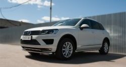 21 449 р. Одинарная защита переднего бампера диаметром 63 мм SLITKOFF Volkswagen Touareg NF рестайлинг (2014-2018)  с доставкой в г. Краснодар. Увеличить фотографию 4