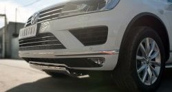 15 649 р. Защита переднего бампера (Ø75х42 мм, нержавейка) Russtal Volkswagen Touareg NF рестайлинг (2014-2018)  с доставкой в г. Краснодар. Увеличить фотографию 2