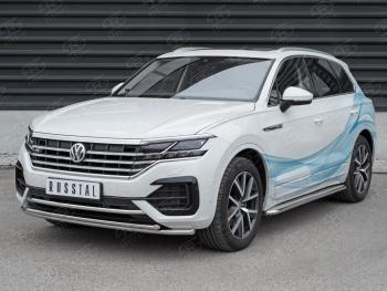 23 399 р. Защита переднего бампера (2 трубы Ø42, нержавейка, NOT 2.0 TSI) Volkswagen Touareg CR (2018-2024)  с доставкой в г. Краснодар. Увеличить фотографию 2