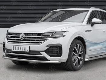 20 999 р. Защита переднего бампера (Ø63 мм, нержавейка, NOT 2.0 TSI) SLITKOFF  Volkswagen Touareg  CR (2018-2024)  с доставкой в г. Краснодар. Увеличить фотографию 2