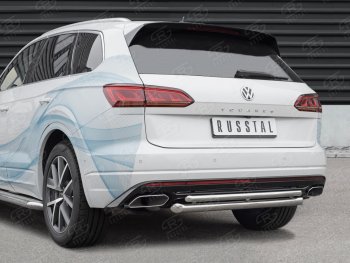 16 949 р. Защита заднего бампера (2 трубы Ø63 и 42 мм, нержавейка) SLITKOFF Volkswagen Touareg CR (2018-2024)  с доставкой в г. Краснодар. Увеличить фотографию 2