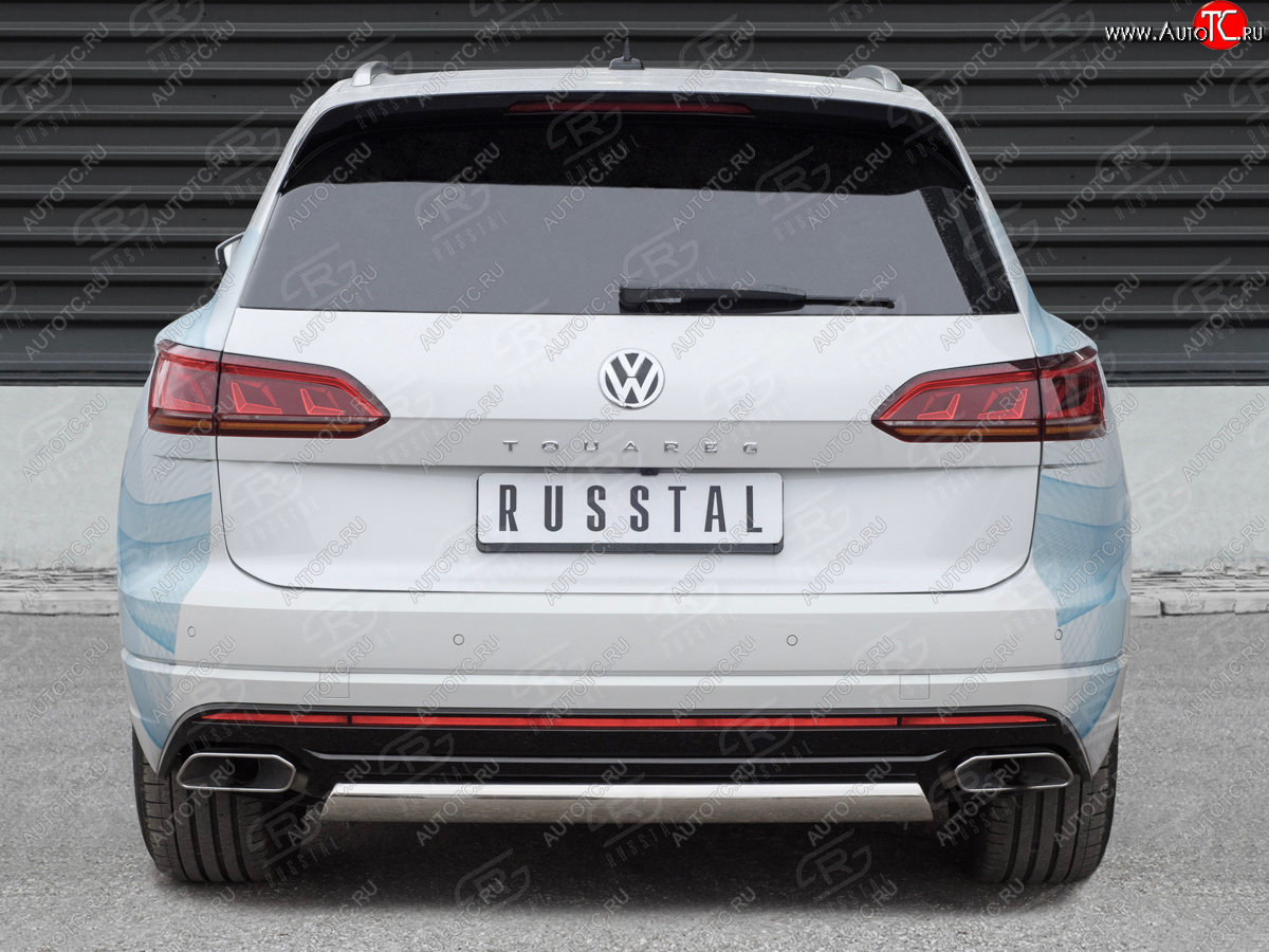 16 699 р. Защита заднего бампера (Ø75х42 мм, нержавейка) Russtal Volkswagen Touareg CR (2018-2024)  с доставкой в г. Краснодар