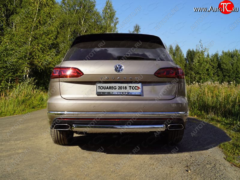 21 899 р. Защита заднего бампера (овальная) ТСС (нержавейка d75х42 мм) Volkswagen Touareg CR (2018-2024)  с доставкой в г. Краснодар