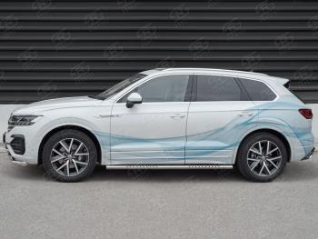 30 649 р. Защита порогов (Ø120х60 мм с проступью, нержавейка) Russtal Volkswagen Touareg CR (2018-2024)  с доставкой в г. Краснодар. Увеличить фотографию 3