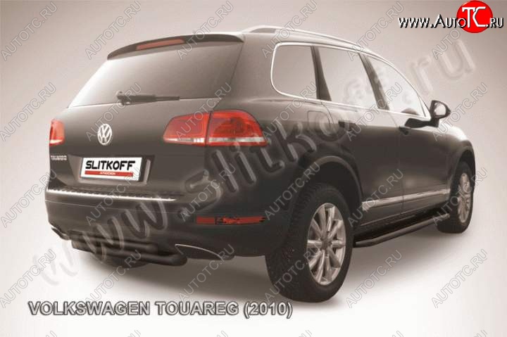 8 999 р. Защита задняя Slitkoff Volkswagen Touareg NF дорестайлинг (2010-2014) (Цвет: серебристый)  с доставкой в г. Краснодар