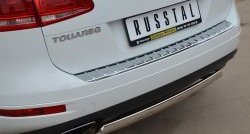 16 849 р. Защита заднего бампера (Ø75x42 мм, нержавейка) Russtal Volkswagen Touareg NF дорестайлинг (2010-2014)  с доставкой в г. Краснодар. Увеличить фотографию 2