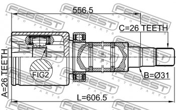 8 799 р. Правый шрус внутренний передний Febest (26X31X26) Volvo S40 MS седан дорестайлинг (2004-2007)  с доставкой в г. Краснодар. Увеличить фотографию 2