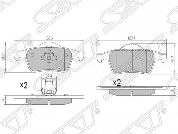 Колодки тормозные задние SAT Volvo S80 TS седан дорестайлинг (1998-2003)