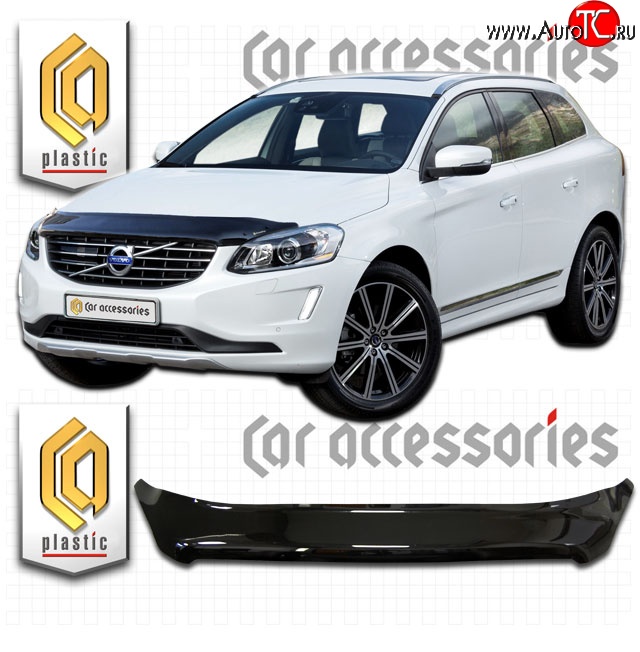 2 299 р. Дефлектор капота CA Plastic  Volvo XC60 (2017-2022) (Classic черный, Без надписи)  с доставкой в г. Краснодар