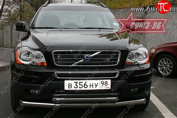 16 379 р. Защита переднего бампера двойная Souz-96 (d76/60) Volvo XC90 C рестайлинг (2006-2014)  с доставкой в г. Краснодар